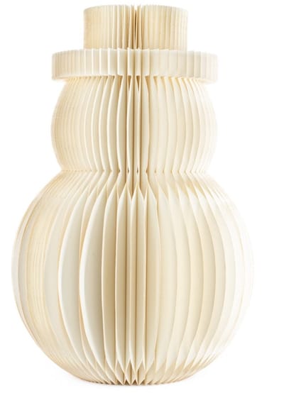 Papieren honeycomb sneeuwpop 60cm wit met verlichting