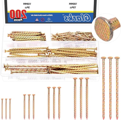 200 Stuks 40/60/80/100/150mm Spiraal Nagels voor Tuinhekken en Vloerherstel, Gegalvaniseerde Schroefnagels van Koolstofstaal