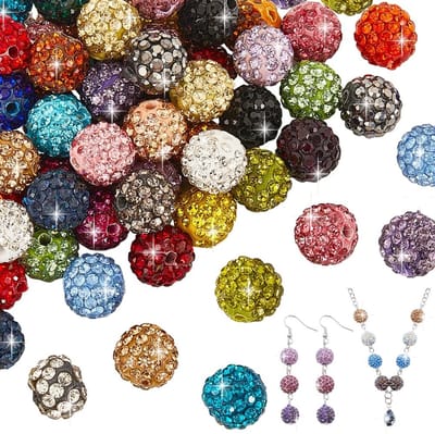 Dailygoods- Strass Kralen 62 Stuks - 31 Kleuren - 10 mm - Ronde Kralen - Polymeer Klei - Geschikt voor Sieraden
