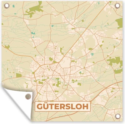 Tuin poster Gütersloh - Plattegrond - Kaart - Vintage - Stadskaart - 200x200 cm - Tuindoek