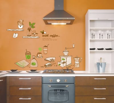 Muurstickers, decoratieve plakmiddelen, koffiemolen
