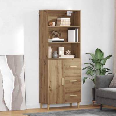 vidaXL - Highboard - Artisan - Eiken - 69,5 - x - 32,5 - x - 180 - cm - Bewerkt - hout