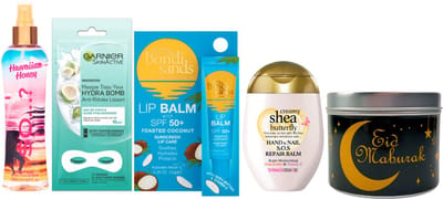 Garnier Cadeauset Ramadan Suikerfeest So..? Body Mist Hawaiian Honey & Treaclemoon Shea Butter - Bondi Sands Lip Balm SPF50+ Coconut - Treaclemoon Hand Cream Creamy Shea - Garnier SkinActive Masker Sheet Oog Hydra