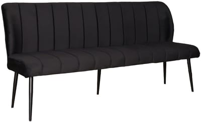 Eetkamerbank 180cm Sally velvet zwart bank 3 zits eetbank