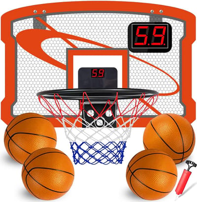 Mini-basketbalmand voor kinderen, geschikt voor binnen en buiten, met elektronisch scorebord, ideaal cadeau