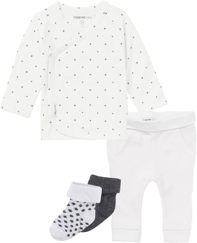 Noppies - Kledingset - 4 delig - Humpie wit - Overslag shirt Anne met sterretjes - 2 paar sokjes - Maat 62