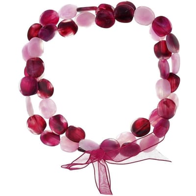 Behave - Korte ketting roze paars elastisch met strik - 30 cm