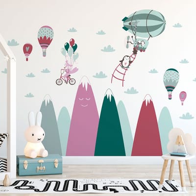 Scandinavische bergstickers met dromerige dieren, 50 x 75 cm