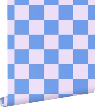 ESTAhome behang geblokt motief lila paars en pastelblauw - 53 cm x 10.05 m - 130912