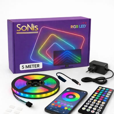 SoNis- Led strip - 5 meter - RGB - met afstandsbediening & telefoon app - Kerstverlichting - dimbaar - smart LED light verlichting - led-strips - timer en muziek modus - Led lights - smart home verlichting