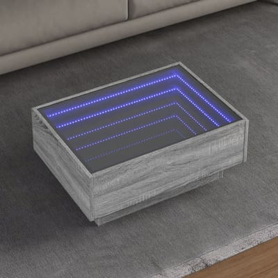 vidaXL - Salontafel - met - LED - 70x50x30 - cm - bewerkt - hout - grijs - sonoma - eiken