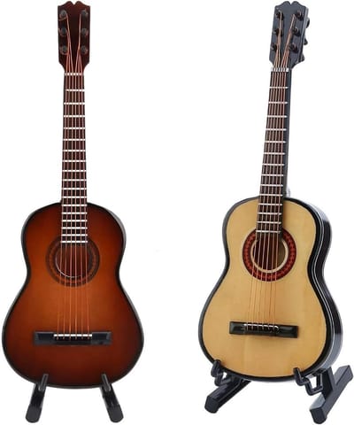 Miniatuur Gitaar Model - Houten Decoratie - Muziek Kamer - Realistisch Detail - 15 cm - Koffiebruin