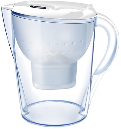 Waterfilterkan 3.5L - Wit - BPA-vrij - Met 1 Drie generatie filter - Slimme herinnering voor vervanging van de kern - Voldoen aan de TÜV-certificering - Hoogwaardige kleurendoosverpakking