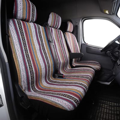 Famanu – Autostoelhoes set, decoratieve stoelhoezen met print, airbag-geschikt, voor voor- en achterbank