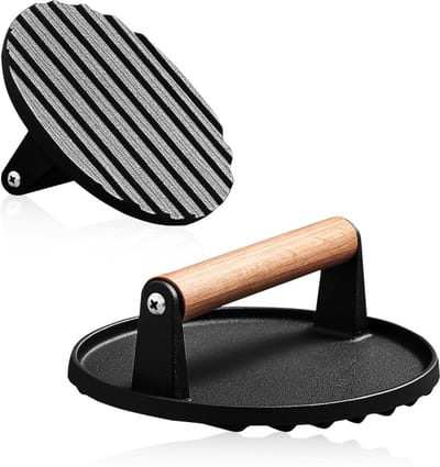 PROKING XL Hamburger & Vlees pers - Gewicht - Gietijzer - Hittebestendig - BBQ accessoires - Barbecue - Smash burger - Gereedschap - Hamburgermaker - Extra zwaar