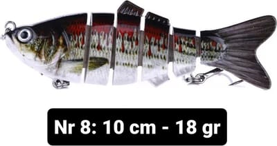 Realistische kunstaas "Multiplaza" met 6 swimbait - segmenten 10 cm - 18 gram - Lokaas - Hengelsport - vissen - snoek - 3d ogen - levendig -