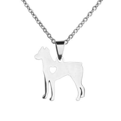 Fako Bijoux® - Ketting Met Hanger - Stainless Steel - RVS - Staal - Hond - Dobermann - Zilverkleurig