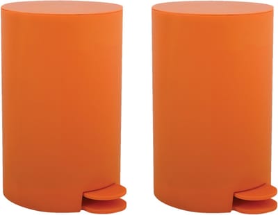 MSV Pedaalemmer - 2x - kunststof - oranje - 3L - klein model - 15 x 27 cm - Badkamer/toilet