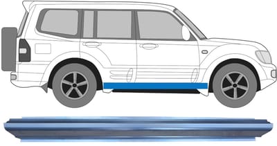 Reparatie dorpel voor Mitsubishi Pajero 1999-2006 / Links = Rechts (symmetrisch)