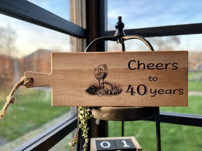 Serveerplank Cheers to 40 years - 40 jaar - verjaardag