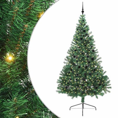 vidaXL - Kunststof - Voorverlichte - Kerstboom - met - 300 - LED - Groen - 240 - cm - PVC