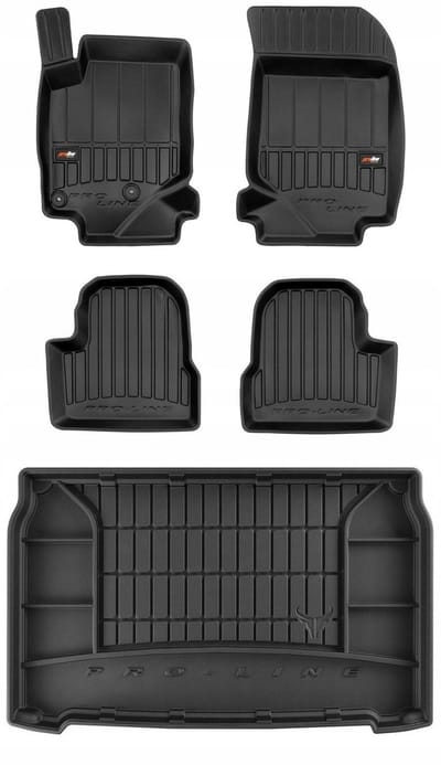 FROGUM PROLINE 3D Set - Rubberen Automatten + Kofferbakmat - Geschikt voor OPEL Mokka B (vanaf 2020) - Lage laadvloer - Zwart