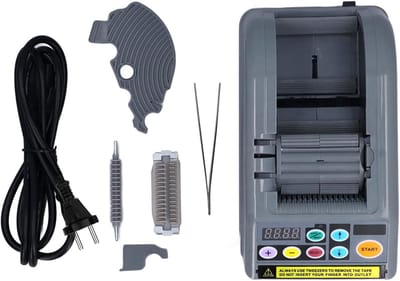 Cocoplus -Automatische Elektrische Tape-dispenser Lintsnijmachine - Tape met één druk op de knop - Dispenser voor Linten - Geschikt voor 6 tot 60 mm Breedte - 999 mm Lange Verzending - Cadeauverpakking - Grijs - Kantoor en Thuisgebruik.