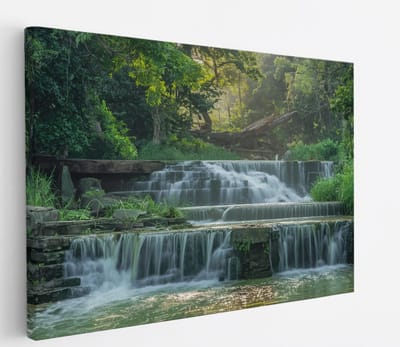 Saammp Canvas Schilderij - Kleine Waterval - Landschap - Natuur - 45x30 - Foto op canvas - Wanddecoratie - Muurdecoratie Woonkamer - Slaapkamer decoratie - Canvas Print