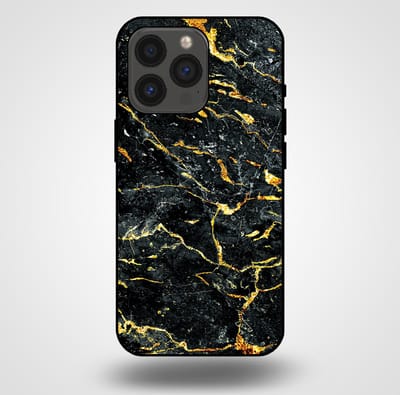 Smartphonica Telefoonhoesje voor iPhone 13 Pro met marmer opdruk - TPU backcover case marble design - Goud Zwart geschikt voor iPhone 13 Pro