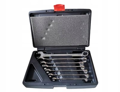 Powerbuilt Ringsleutelset met Ratel - 7 Onderdelen - CRV Staal
