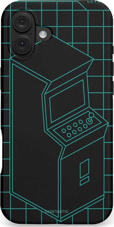 Casetastic hoesje geschikt voor Apple iPhone 16 Plus - MagSafe - Dubbellaagse bescherming - Retro joystick - Fashion Case - Zwart Petrol