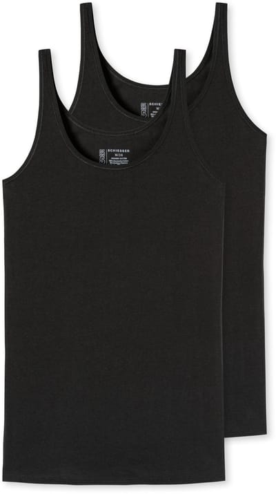 SCHIESSER 95/5 singlet (2-pack) - dames top biologisch katoen zwart