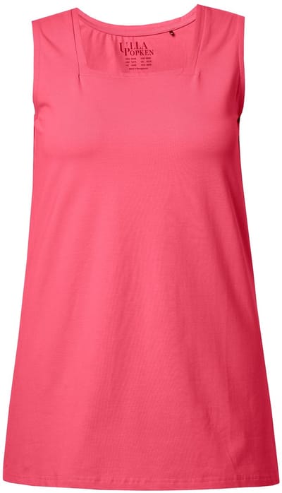 Ulla Popken - Dames - Longtop classic fit carréhals mouwloos - Lichtfuchsia - Maat 62+