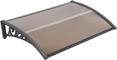 Voordeurkapel 60x100cm - Aluminium & PC - Bruin-Zwart - Wind- en Regenbestendig - Voor Balkon en Voordeur