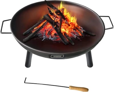 Vuurschaal Vuurkorf - Buitenhaard Tuin - Sfeerverhogend Buiten - Inclusief Vuurpook - 60 cm Diameter - Zwart