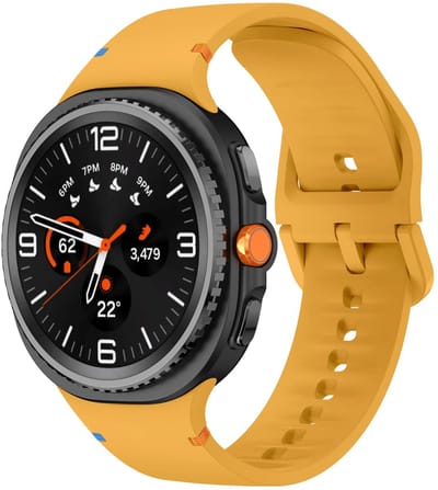 Strap-it Siliconen bandje met gespsluiting geschikt voor Samsung Galaxy Watch 9 (40/44mm) / Watch 8 (40/44mm) / 8 Classic (46mm) - geel
