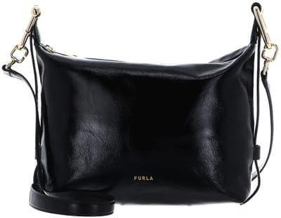 FURLA Leren schoudertas Tonie Vernice Venice Hobo Bag Nero zwart
