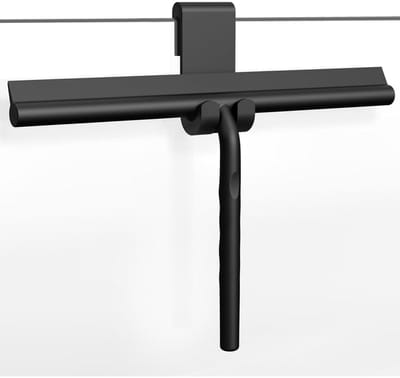 GELLDG Douchewisser - Siliconen douchewisser - Met houder - Geen boren nodig - Raamwisser - Badkamerglaswisser - Geschikt voor glas, spiegels, ramen en tegels - 33 cm - Zwart