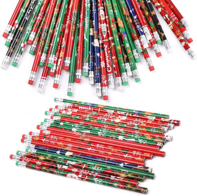 Kerstpotloden voor Kinderen, 36 Stuks, Versiering voor Adventskalender met 12 Ontwerpen en Creatieve Activiteiten