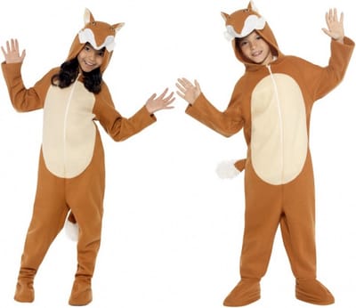 Carnaval verkleedkleding dierenpak Vos - kinderen - outfit - onesie - Vossenpak 128/140