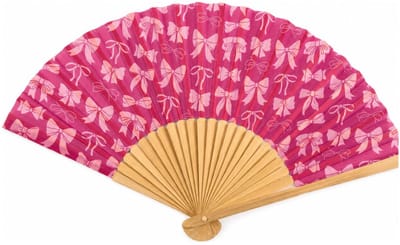 Spaanse hand waaier - Strik - roze - 21 cm - bamboe/papier