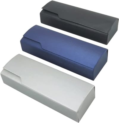 Set van 3 glazenhouders met magnetische sluiting – Harde case voor zonnebrillen en leesbrillen, blauw, zwart, zilver