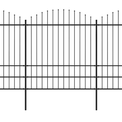 vidaXL - Tuinhek - met - speerpunt - staal - 1005x200 - cm - zwart