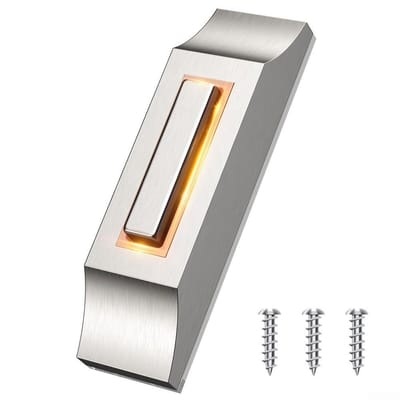 Dailygoody - Bedrade Deurbelknoop - LED Verlichting - Sterk en Duurzaam - Weerbestendig - Zinklegering - Geschikt voor Buiten - 8 x 8 x 3 cm