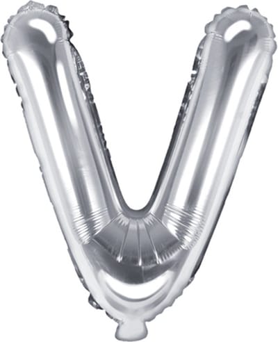 Partydeco - Folieballon Zilver Letter V (35 cm)