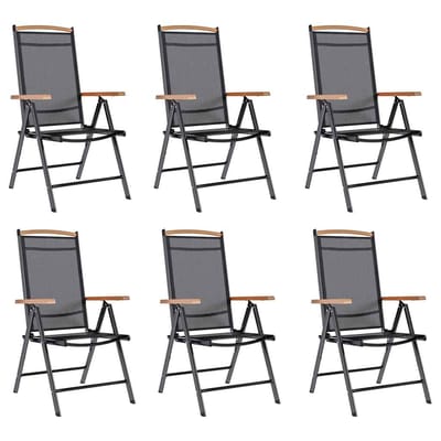 vidaXL - Klapstoelen - 6 - stuks - Textilene - Zwart