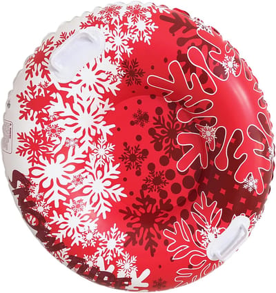 opblaasbare slee - slee - Snow tube- Opblaasbare sneeuwslee met handvat - Winter outdoor opblaasbare skiring - PVC sleebuis - kneedbaar - Winter slee speelgoed - Koudebestendig en slijtvast (Rood - 90*90cm)