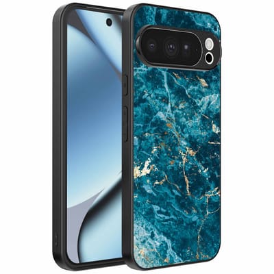 Geschikt voor Google Pixel 10 Pro Telefoonhoesje met marmer opdruk - TPU backcover case blue marble design - Blauw - Smartphonica geschikt voor Google Pixel 10 Pro