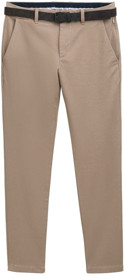 Tom Tailor - TTTRAVIS SLIM chino met riem - Maat 33/36 - beige brown zig zag structure