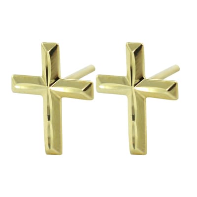 New Bling 9NBSAM-G190528 Gouden Oorknopjes - Dames - Kruis - Bewerkt - 8,5 x 7 mm - 14 Karaat - Goud